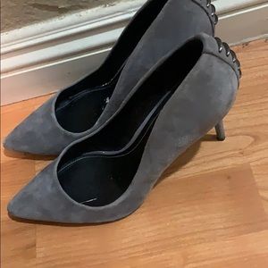 Grey suede heels